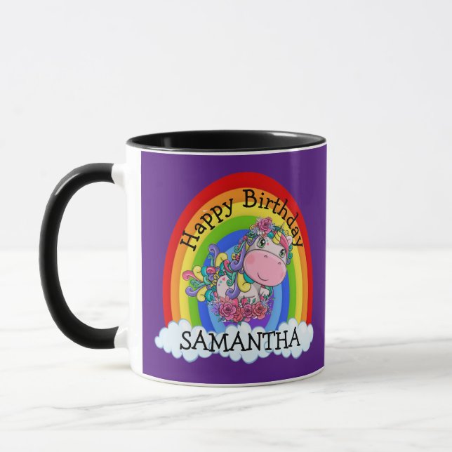 Tasse violette pour l'anniversaire d'une licorne (Gauche)