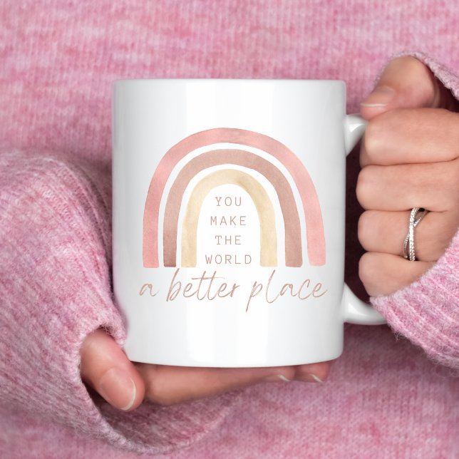 Tasse Vous Rendez Le Monde Meilleur (Empower someone special with this boho watercolor rainbow, "You make the world a better place" mug! )