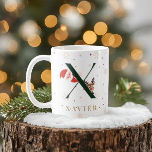 Tasse X Monogramme de Noël Personnalisée