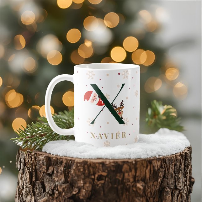Tasse X Monogramme de Noël Personnalisée (Créateur téléchargé)