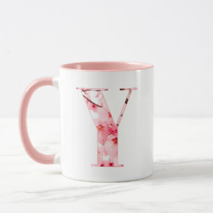 Tasse Y initiale florale   Nom et traits personnal