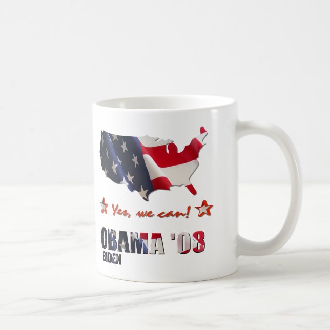 Tasse Yes We Can Obama Biden 2008 (Droite)