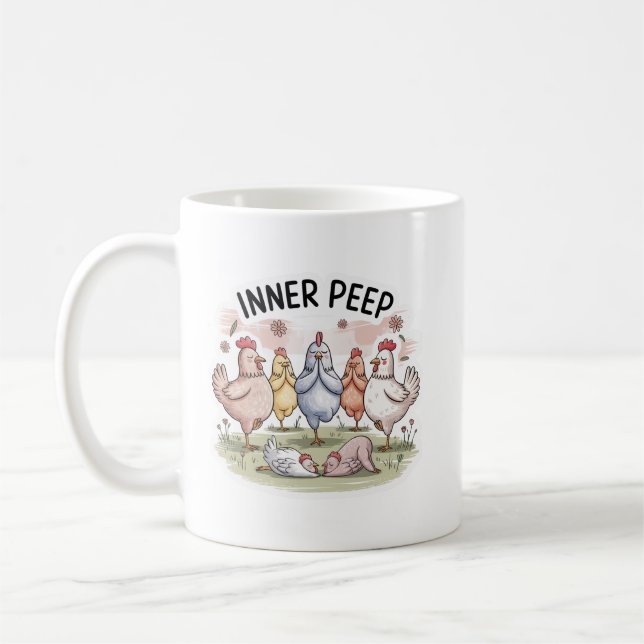 Tasse « Yoga au poulet » drôle d'animal de ferme (Gauche)