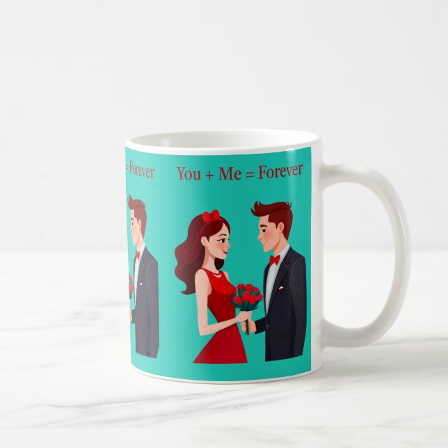 Tasse You + Me = Couple Romantique Pour Toujours (Droite)