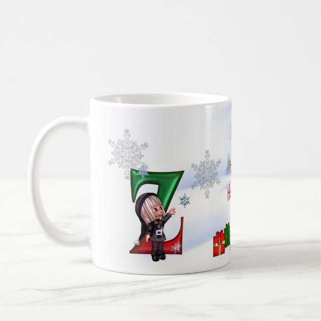 Tasse Z de Noël de monogramme (Gauche)