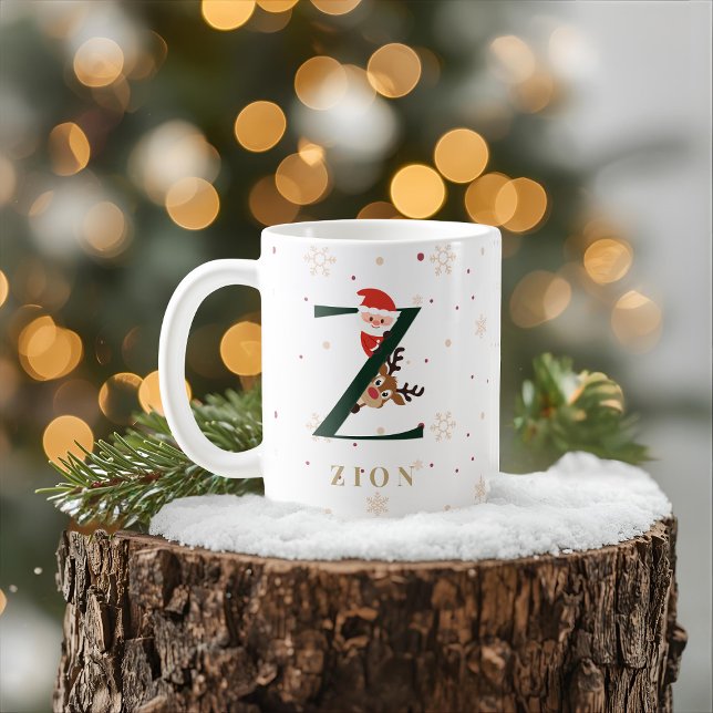 Tasse Z Monogramme de Noël Personnalisée (Créateur téléchargé)