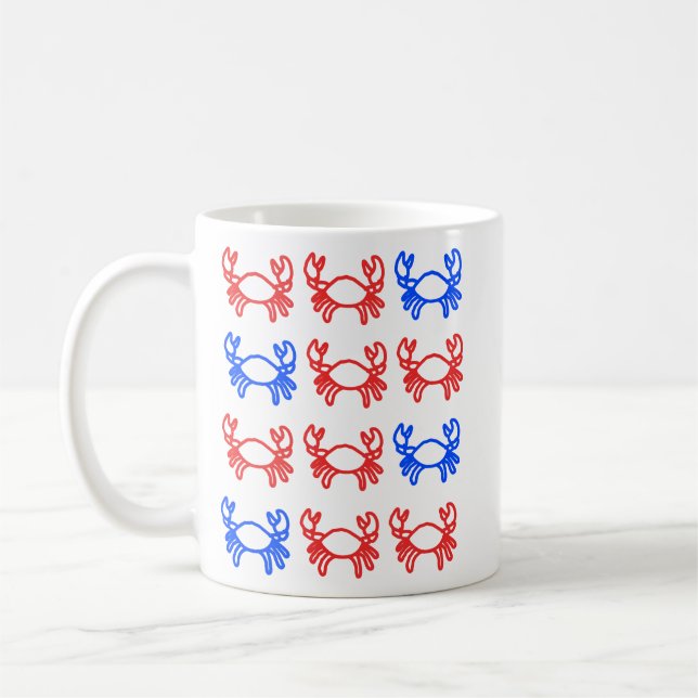 Tasse Zodiaque Contour Crabe Rouge et Bleu  (Gauche)