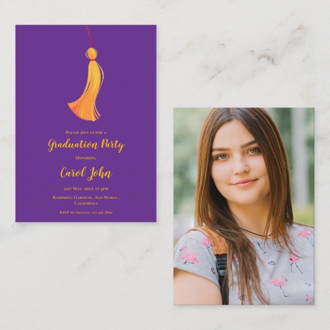 Tassel Photo 2025 Graduation Party Mini Invitation (Devant / Derrière)