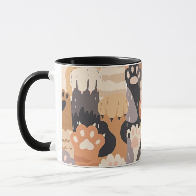 Tasses à café à deux tons avec empreintes de patte (Gauche)