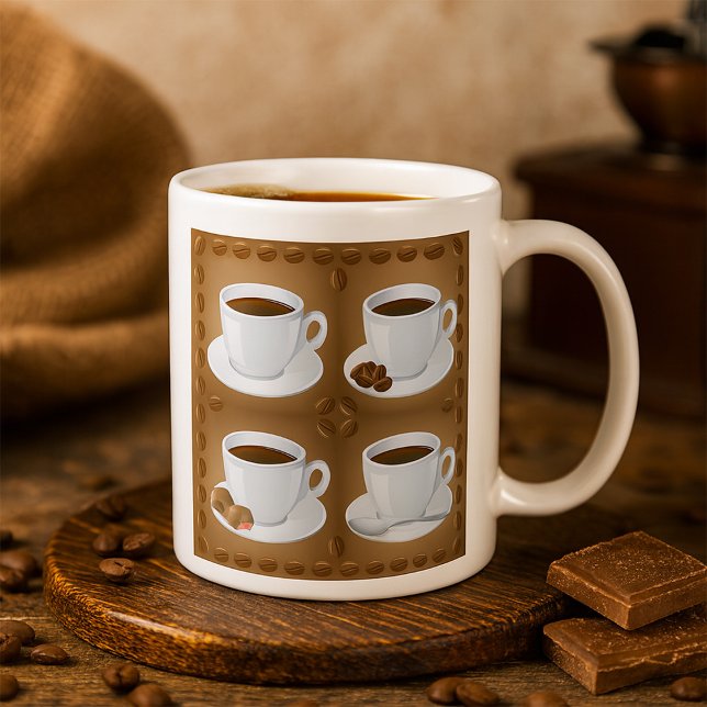 Tasses à café avec haricots et chocolat (Créateur téléchargé)