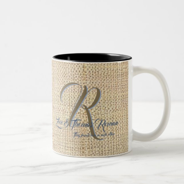 Tasses à café de mariage personnalisées beige (Droit)