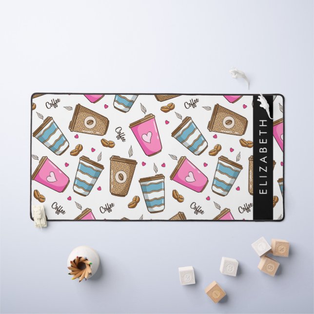 Tasses À Café, Haricots À Café, Coeurs, Votre Nom (Tableau pour enfants)