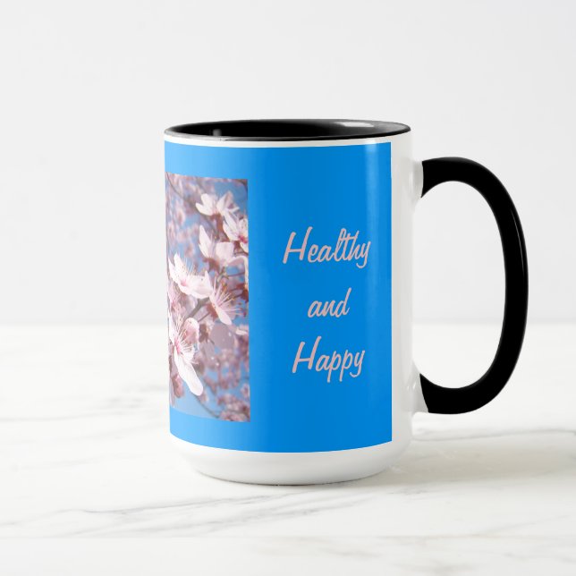 Tasses à café Maman Bio Ciel Bleu Fleurs Roses (Droite)