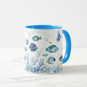 Tasses à café Poisson bleu côtier