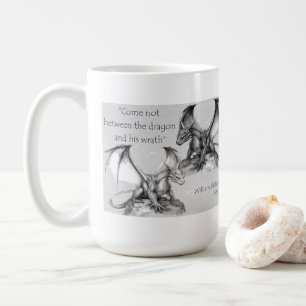 Tasses avec dragons et citation de King Lear gris,