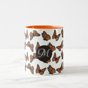 Tasses bicolores 330 ml à motif de papillons monar
