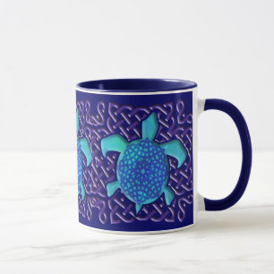 Tasses (bleues) celtiques de tortue de noeud