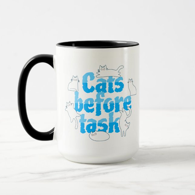 Tasses Chat Avant Tâches Drôle de Mug Chat (Gauche)