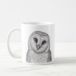 Tasses Chouette Effraie Blanche Noire Art Café