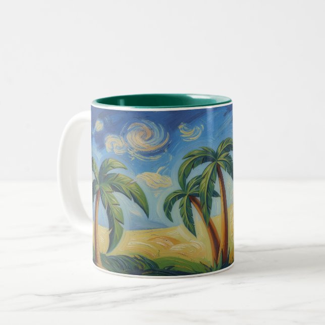 Tasses d'art de palmiers de style impressionniste  (Devant gauche)