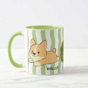 Tasses de café avec nom et rayures ondulées vertes