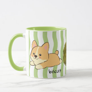 Tasses de café avec nom et rayures ondulées vertes