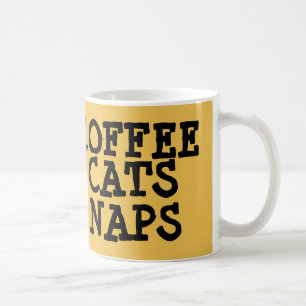 Tasses de café, chats et petits sommes drôles