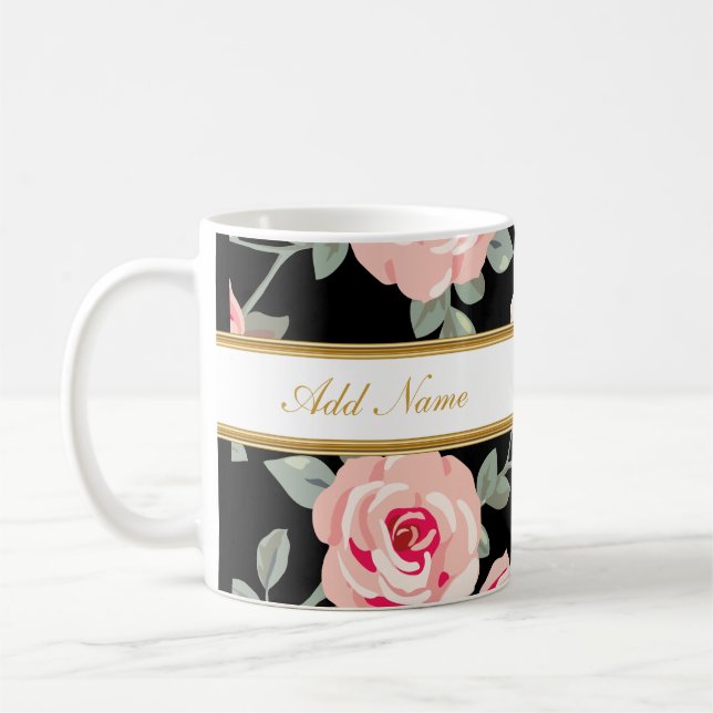 Tasses de café chiques de monogramme de Flora (Gauche)
