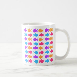Tasses de café colorées de thème de poissons