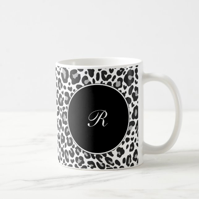 Tasses de café de léopard de monogramme (Droite)