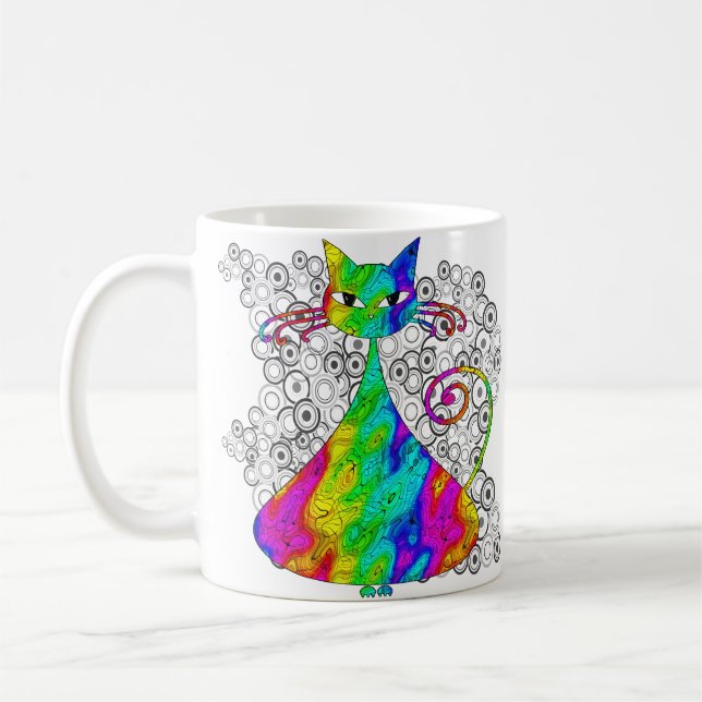 Tasses de café psychédéliques Trippy de chat (Gauche)