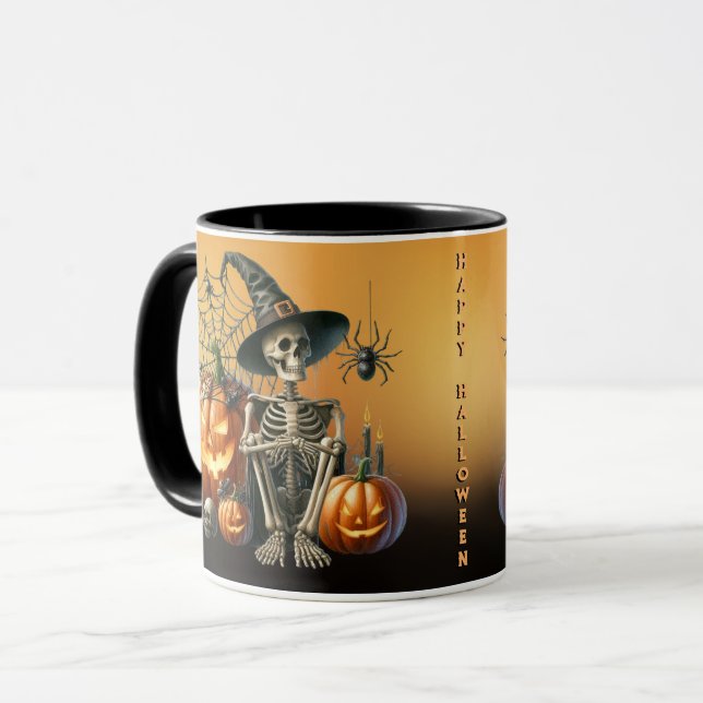 Tasses de citrouilles squelettes Halloween (Devant gauche)
