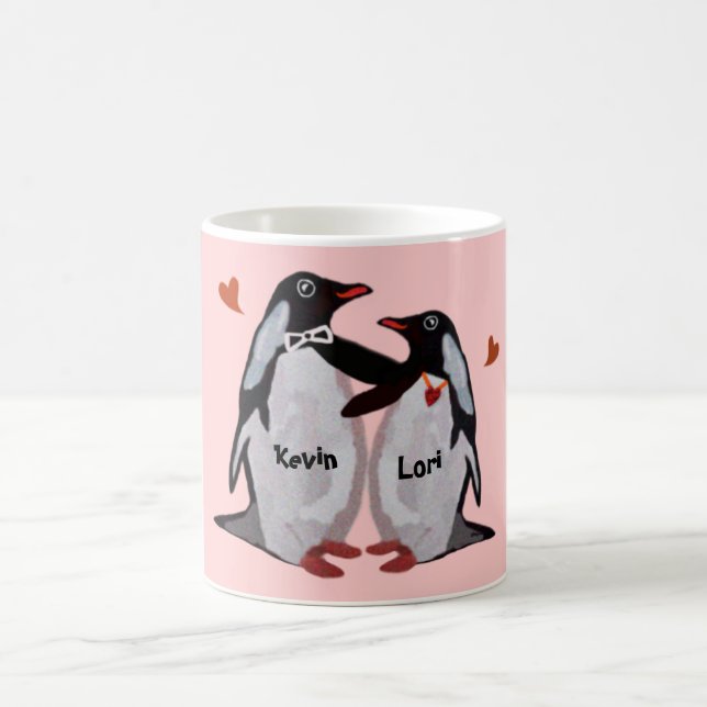 Tasses de couples d'amour de pingouin (Centre)