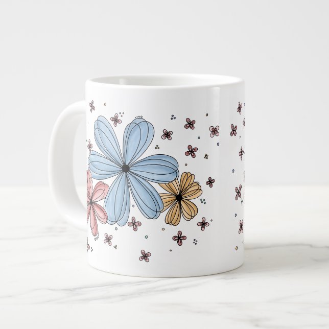 Tasses de fleurs flottantes – Mug pleine couleur (Devant gauche)