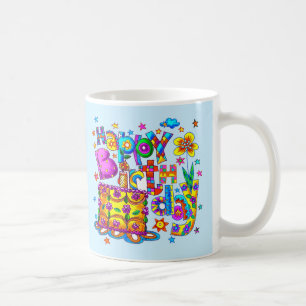 Tasses de gâteau d'anniversaire joyeux