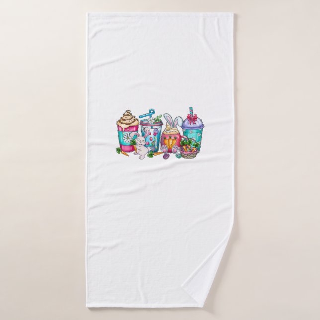Tasses de lapin de café d'oeufs de Pâques Latte gl (Serviette de bain)
