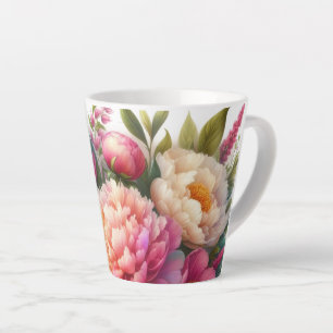 Tasses de Latte Floral de Pivoine Rose Pivoines