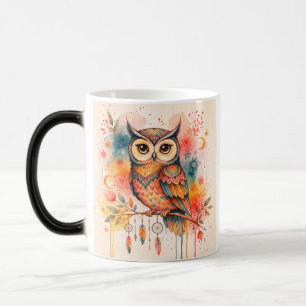tasses déco chouette boho aquarelle