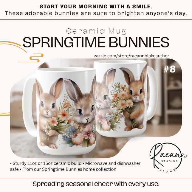 Tasses en céramique Lapins de printemps #8 (Créateur téléchargé)