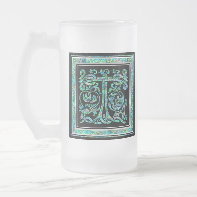 Tasses faites sur commande bleues de monogramme de (Gauche)