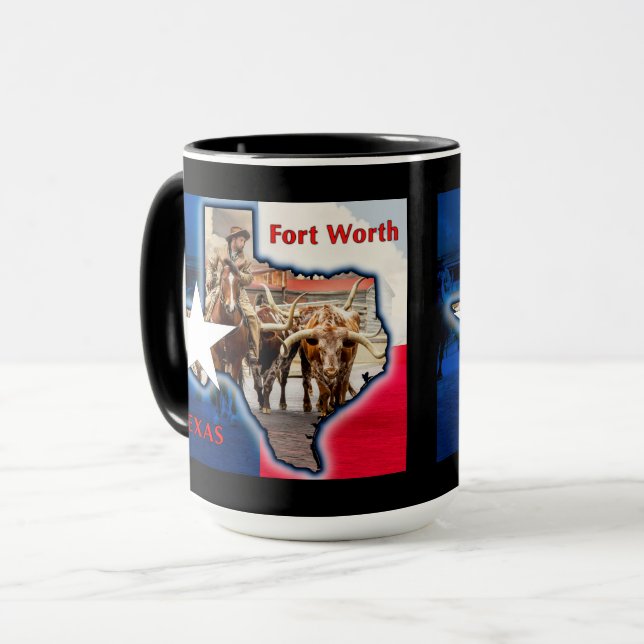 Tasses graphiques de Fort Worth Stock Yards Texas  (Devant gauche)