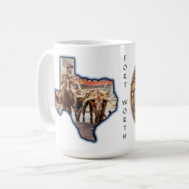 Tasses graphiques Fort Worth Stock Yards Texas sur (Devant gauche)