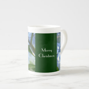 Tasses Joyeux Noël Fleurs d'Hydrangea Bleu