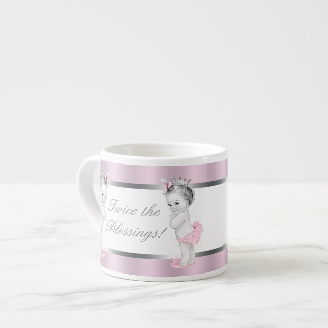 Tasses jumelles pour bébé fille Princesse Rose (Devant gauche)