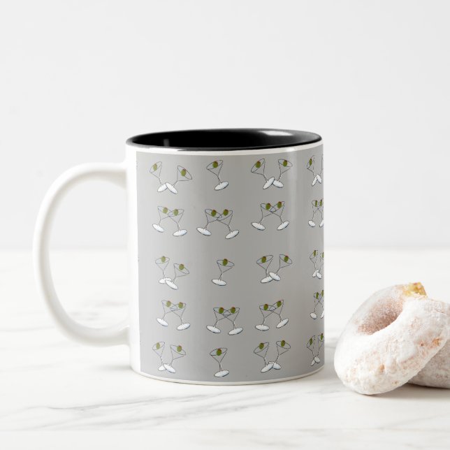 Tasses Martini Verres Gris Noir (Avec donut)