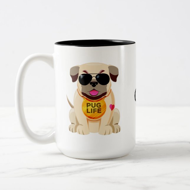 Tasses personnalisées Pug Life (Gauche)