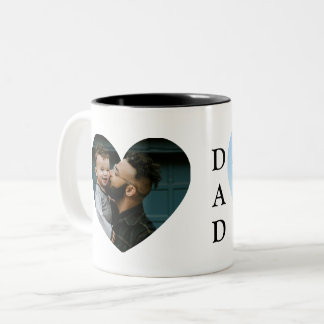 Tasses pour papa avec deux photos de coeur