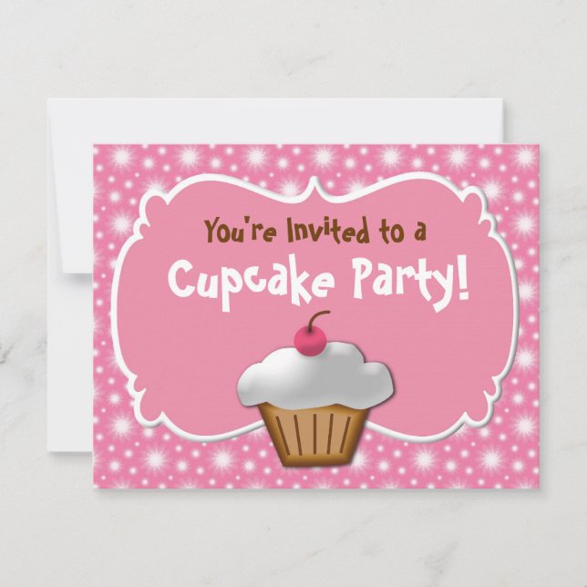 Tastey Frosted Cupcake Invitations personnalisées (Devant)