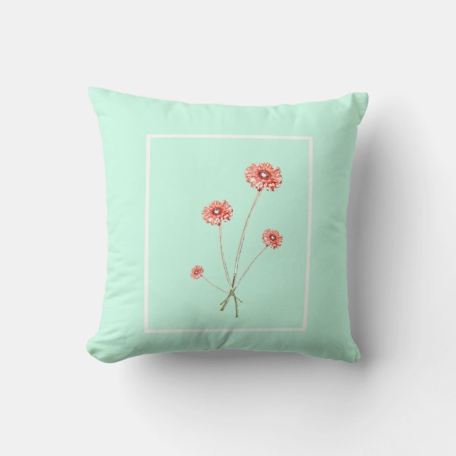 Tatami Coussin de Fleur de Gerbera Rouge Pâle (Recto)