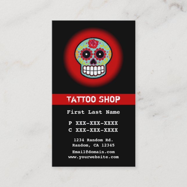 Tatouage bleu sucre sur mesure cartes de visite (Devant)